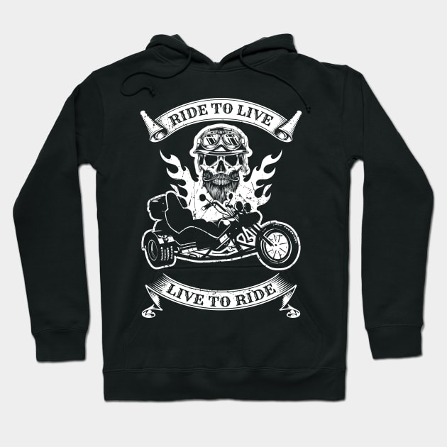 Retro Triker Trike Motorcycle Ride To Live Motor Trikes Motorcycle Gift Hoodie by stearman